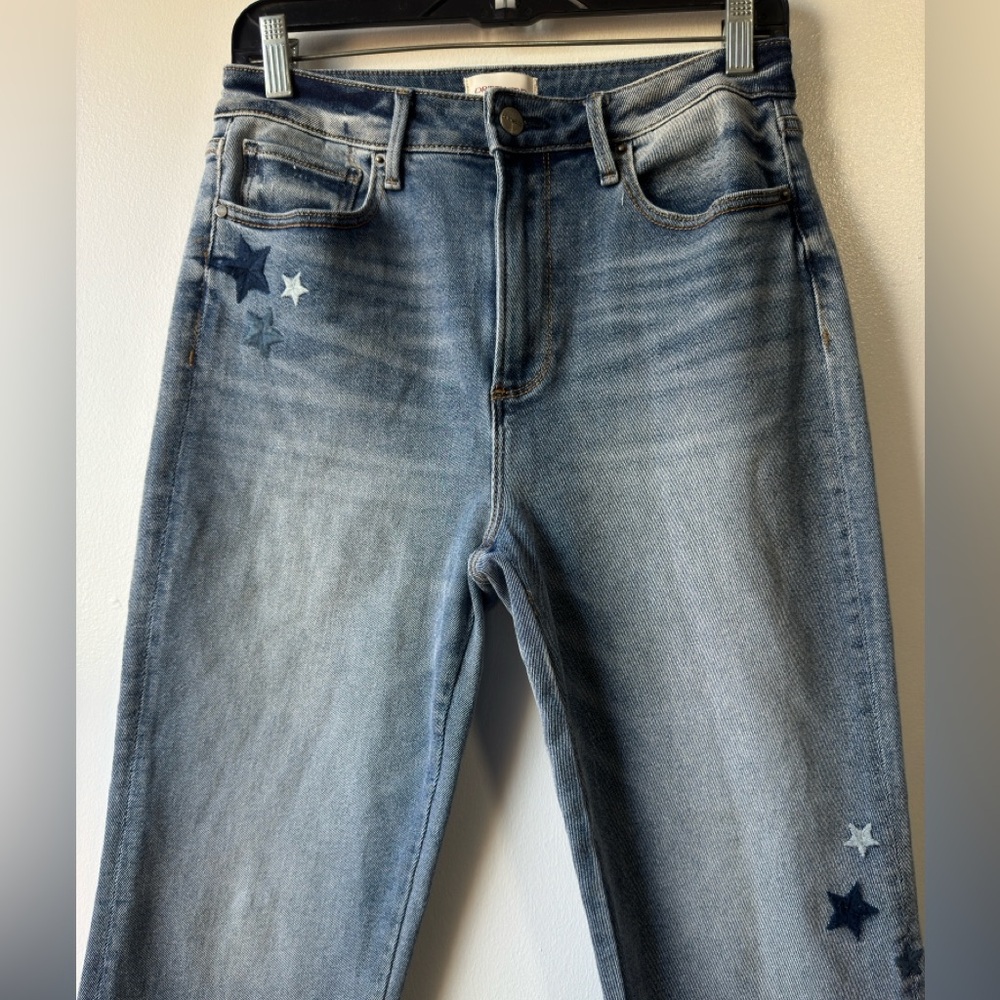 Driftwood Women's Meg Straight Crop Blue Star Embellished Jeans Sz 27 - Picture 5 of 12